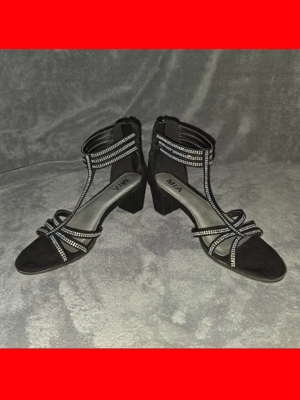 MIA Rhinestone T-Strap Dress Sandals / Heels - Big Girls 4